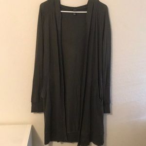 Knee length hooded cardigan